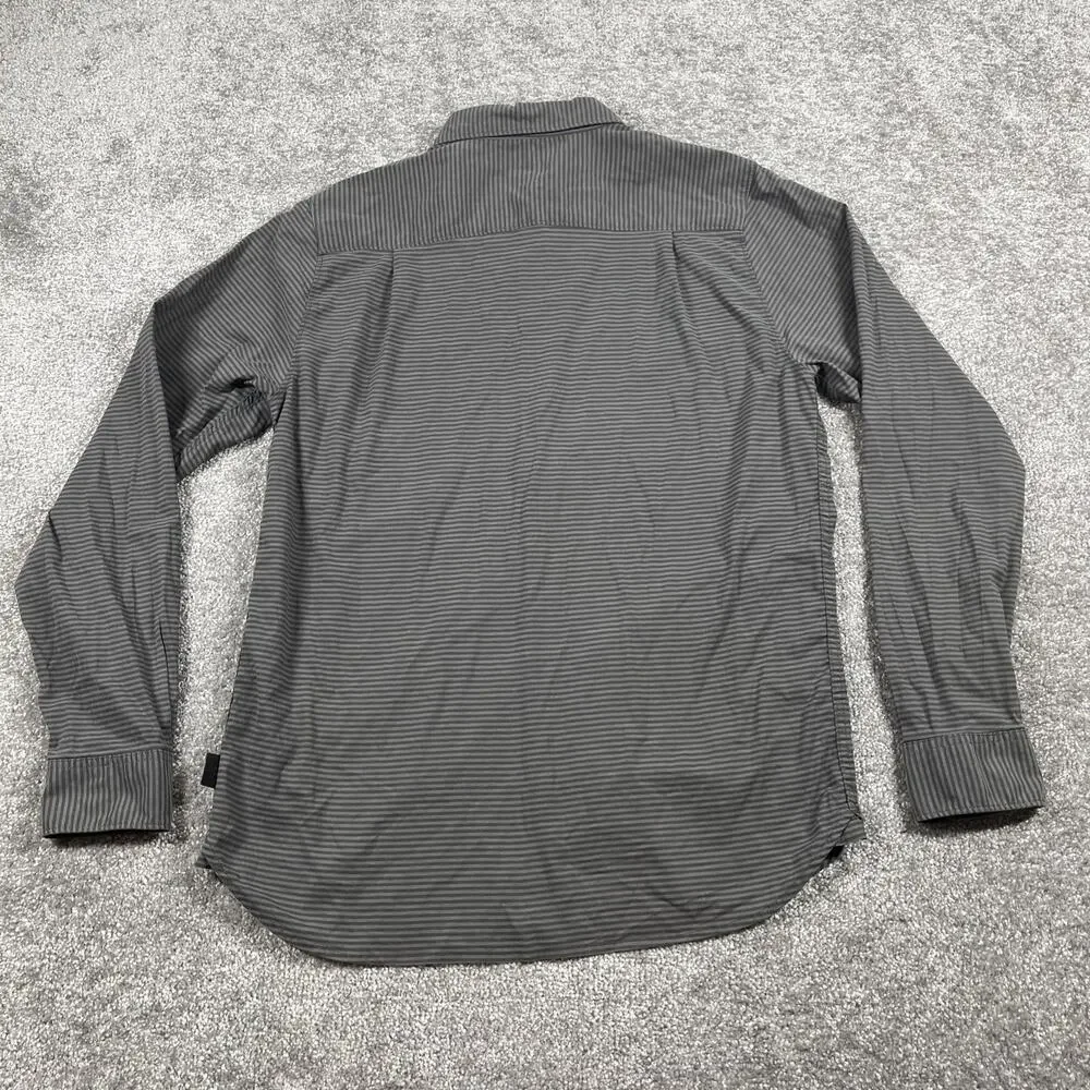 North Face Button Down Shirt Mens Medium Stripe Long Sleeve Outdoors‎ Gray